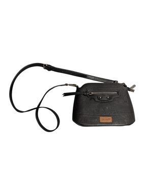 Wrangler Black Faux-Leather Small Crossbody Bag with Front Zip Detail